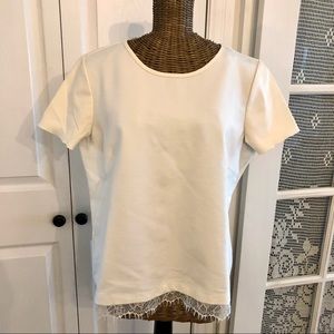 Ann Taylor , Vegan leather,White Top , Sz L